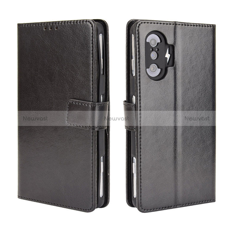 Leather Case Stands Flip Cover Holder BY5 for Xiaomi Poco F3 GT 5G Black