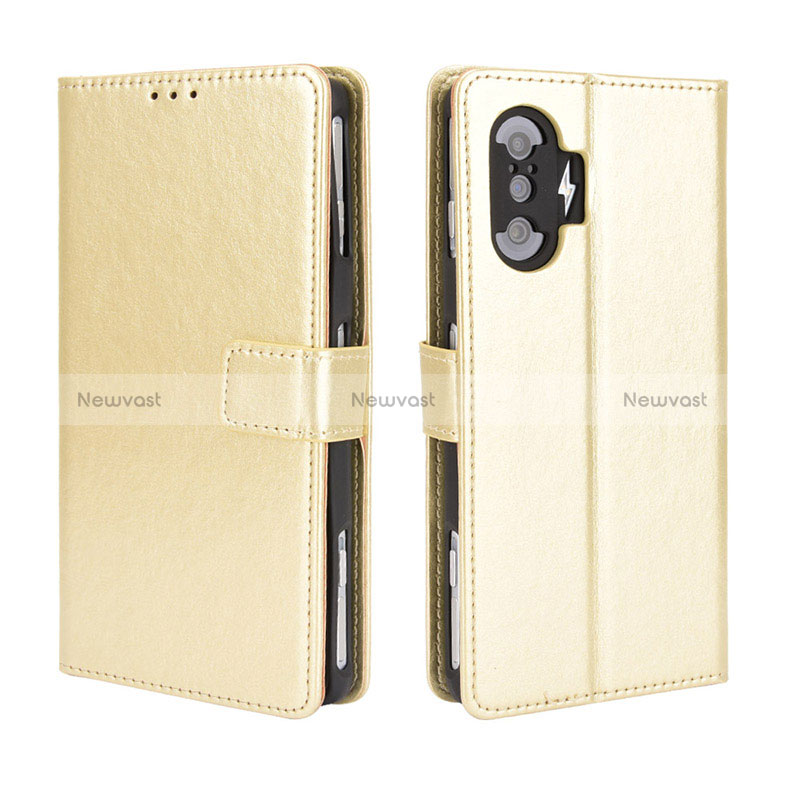 Leather Case Stands Flip Cover Holder BY5 for Xiaomi Poco F3 GT 5G Gold