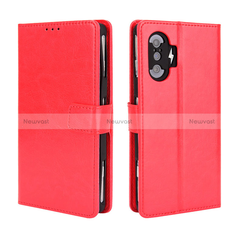 Leather Case Stands Flip Cover Holder BY5 for Xiaomi Poco F3 GT 5G Red