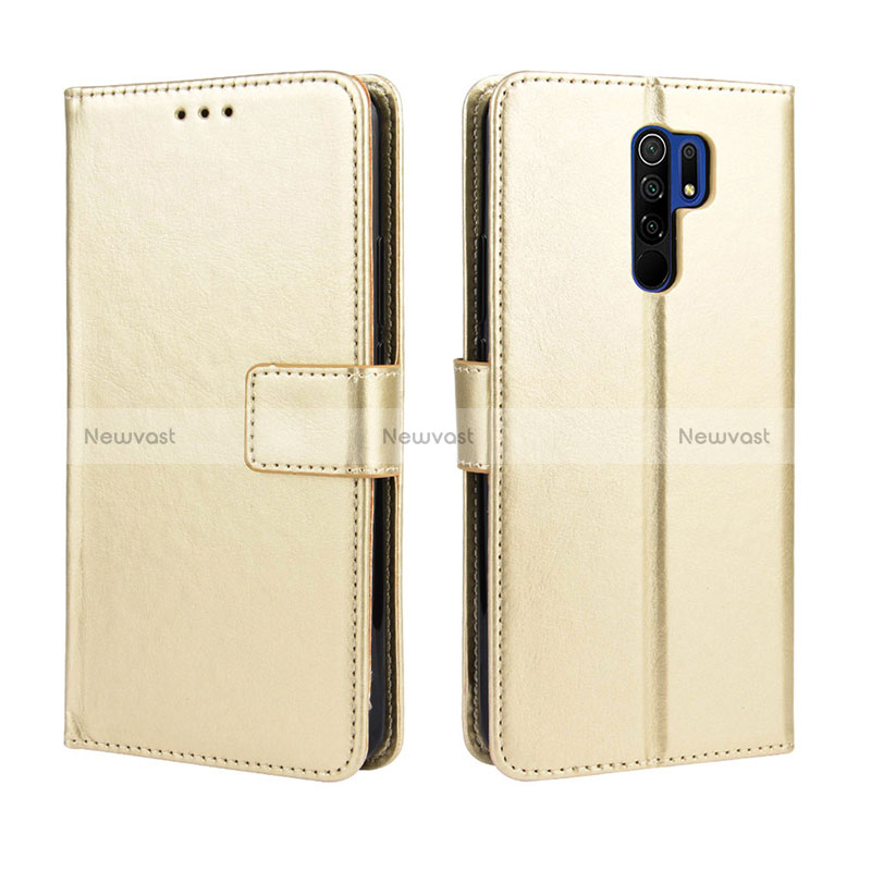 Leather Case Stands Flip Cover Holder BY5 for Xiaomi Poco M2 Gold