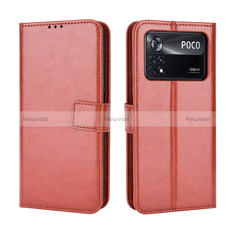 Leather Case Stands Flip Cover Holder BY5 for Xiaomi Poco M4 Pro 4G