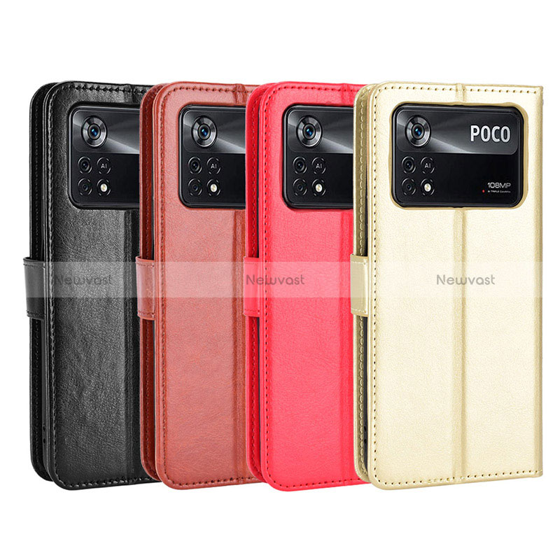 Leather Case Stands Flip Cover Holder BY5 for Xiaomi Poco M4 Pro 4G