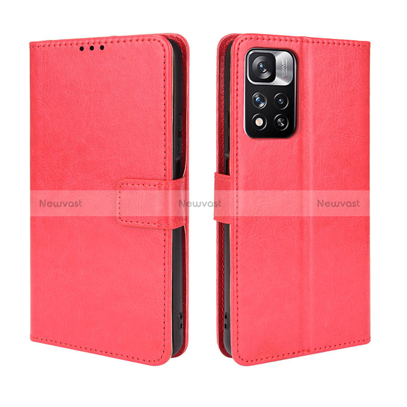 Leather Case Stands Flip Cover Holder BY5 for Xiaomi Poco X4 NFC Red