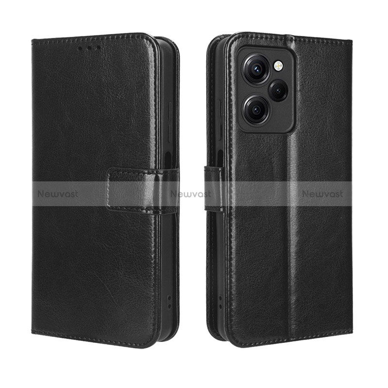 Leather Case Stands Flip Cover Holder BY5 for Xiaomi Poco X5 Pro 5G Black