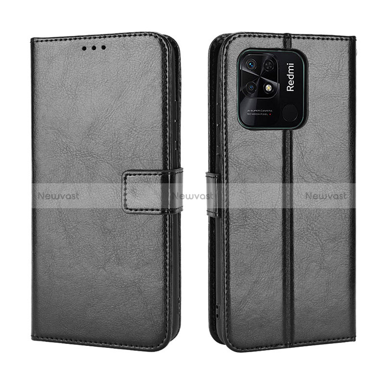 Leather Case Stands Flip Cover Holder BY5 for Xiaomi Redmi 10 Power Black