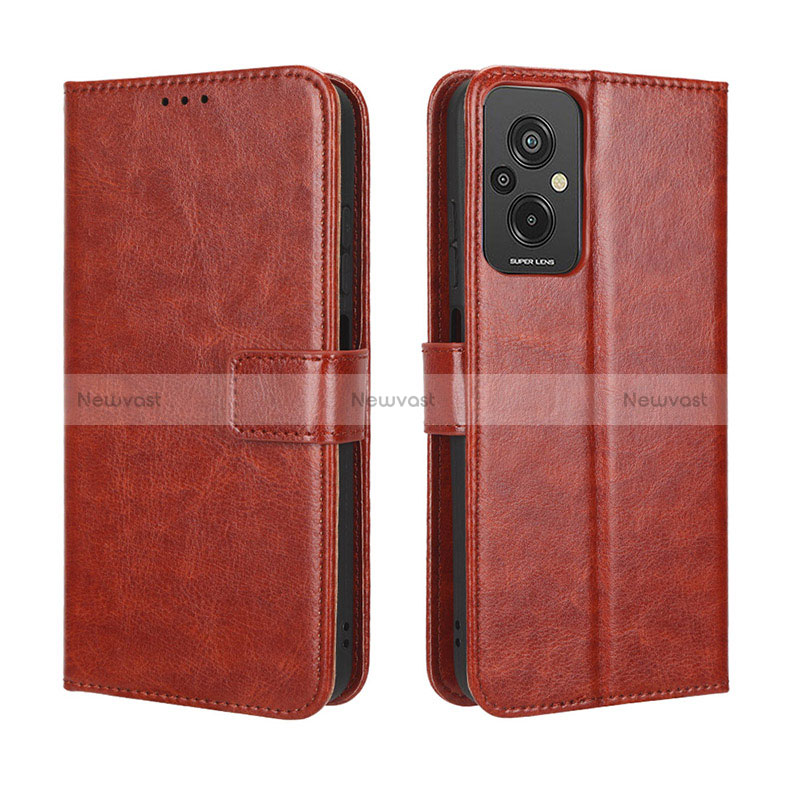 Leather Case Stands Flip Cover Holder BY5 for Xiaomi Redmi 11 Prime 4G Brown