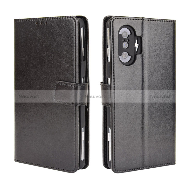 Leather Case Stands Flip Cover Holder BY5 for Xiaomi Redmi K40 Gaming 5G Black