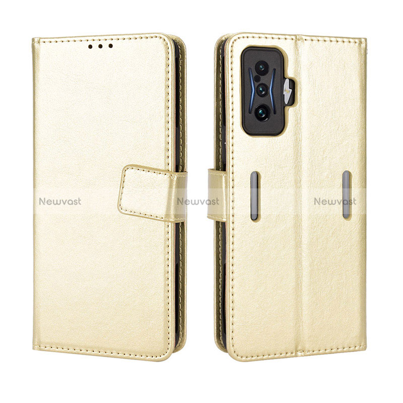 Leather Case Stands Flip Cover Holder BY5 for Xiaomi Redmi K50 Gaming AMG F1 5G Gold