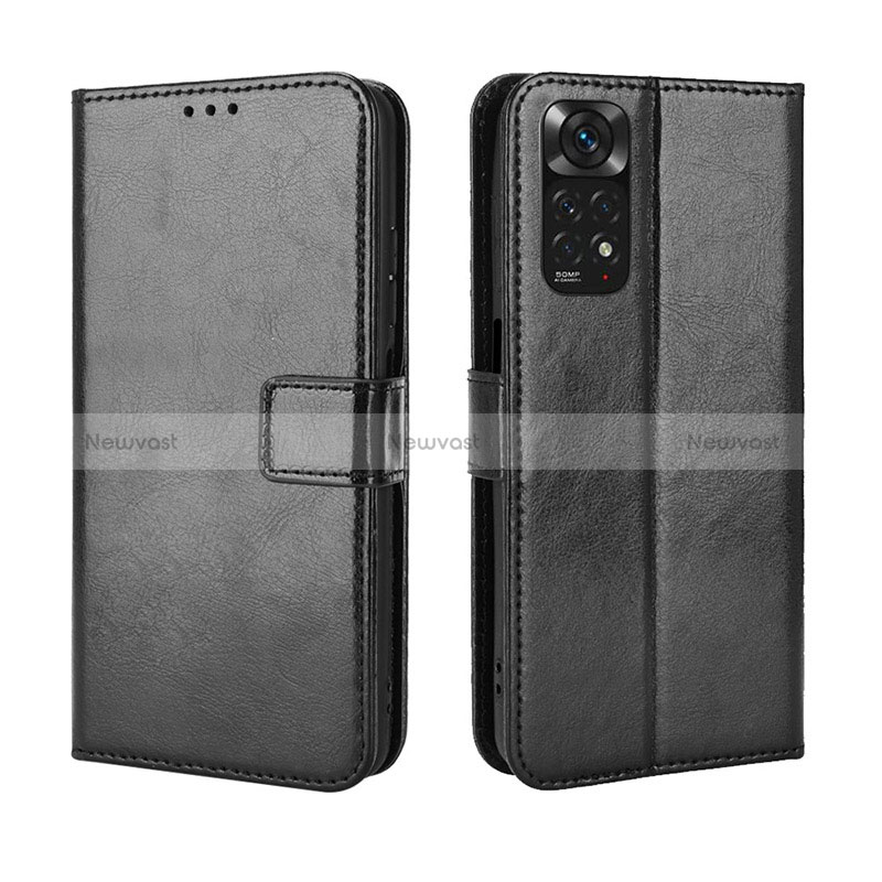 Leather Case Stands Flip Cover Holder BY5 for Xiaomi Redmi Note 11 4G (2022) Black