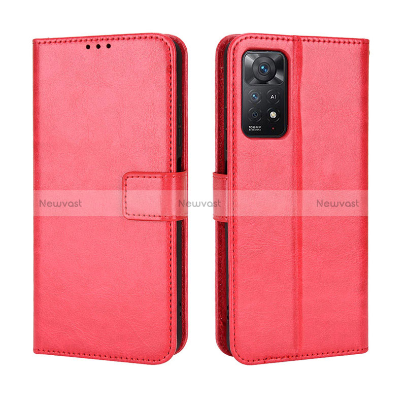 Leather Case Stands Flip Cover Holder BY5 for Xiaomi Redmi Note 11 Pro 5G Red