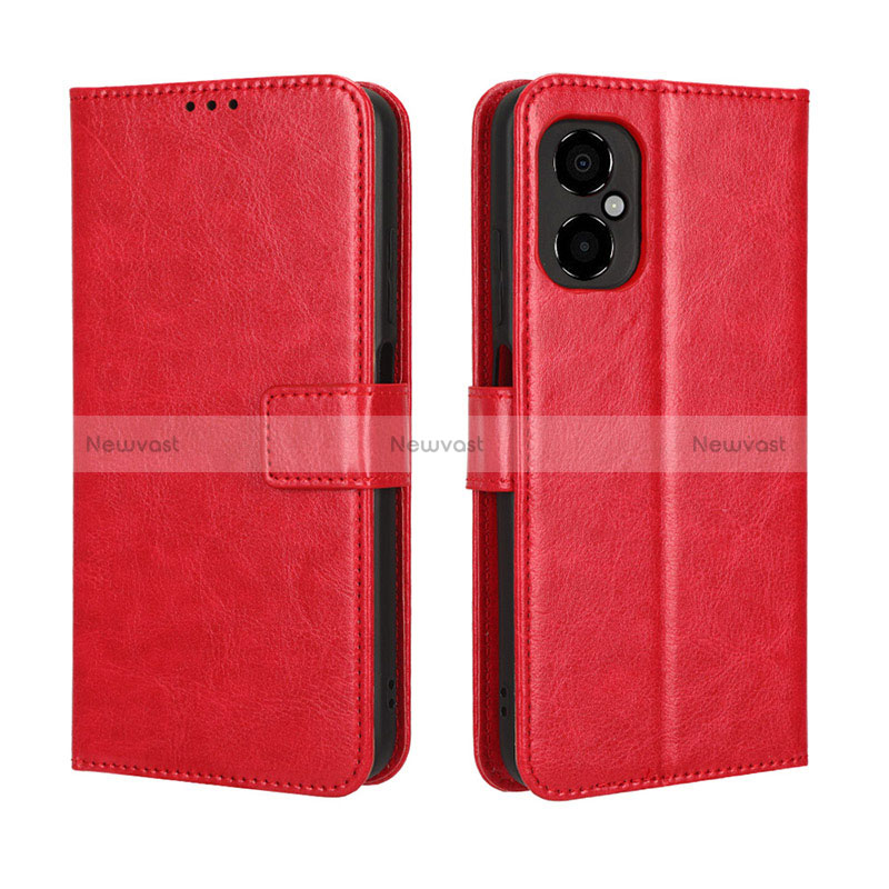 Leather Case Stands Flip Cover Holder BY5 for Xiaomi Redmi Note 11R 5G Red