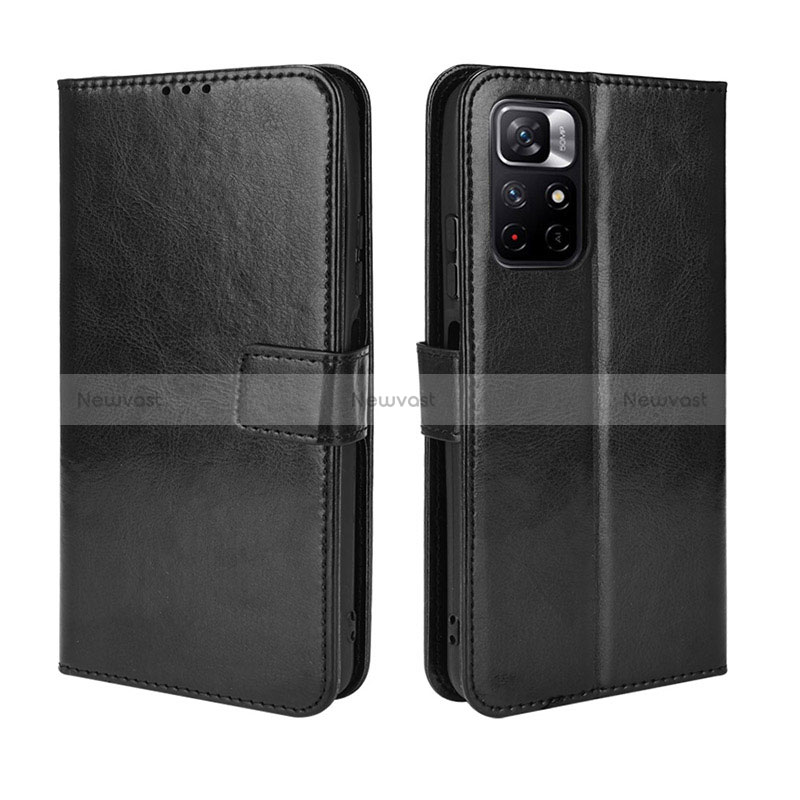 Leather Case Stands Flip Cover Holder BY5 for Xiaomi Redmi Note 11S 5G Black