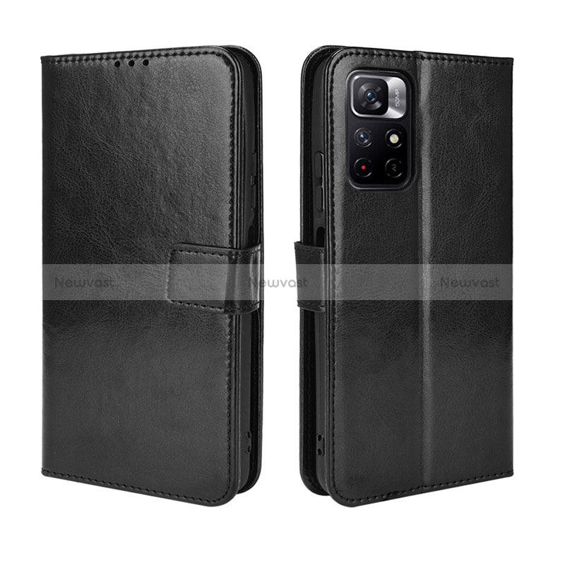 Leather Case Stands Flip Cover Holder BY5 for Xiaomi Redmi Note 11T 5G Black