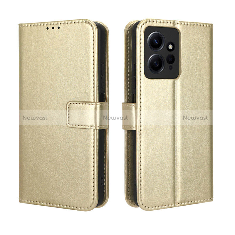 Leather Case Stands Flip Cover Holder BY5 for Xiaomi Redmi Note 12 4G Gold