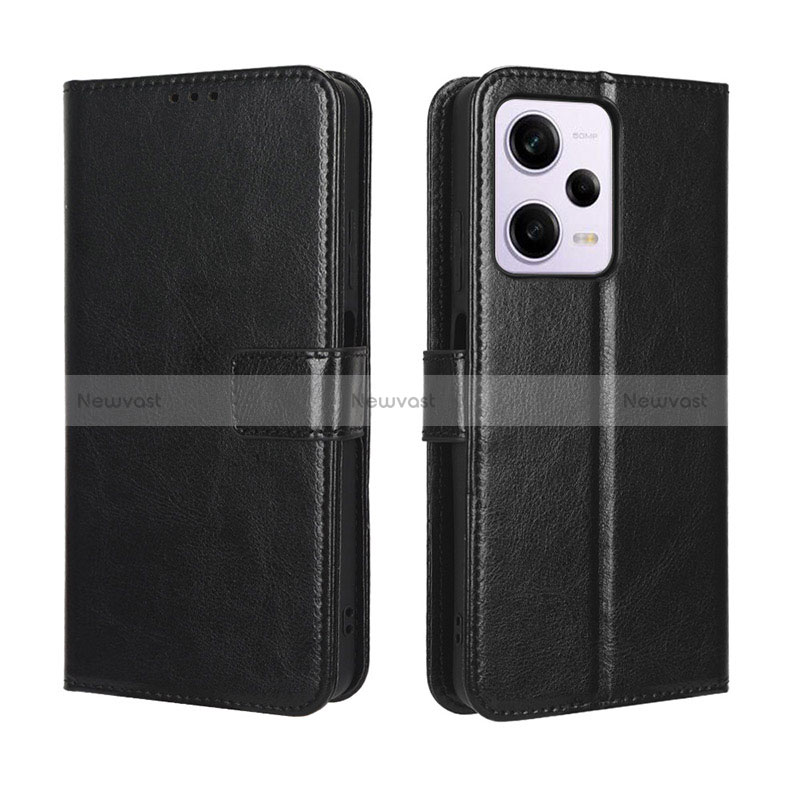 Leather Case Stands Flip Cover Holder BY5 for Xiaomi Redmi Note 12 Pro+ Plus 5G Black