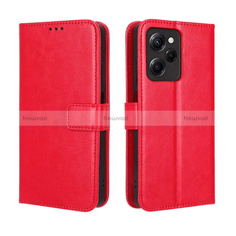 Leather Case Stands Flip Cover Holder BY5 for Xiaomi Redmi Note 12 Pro Speed 5G Red