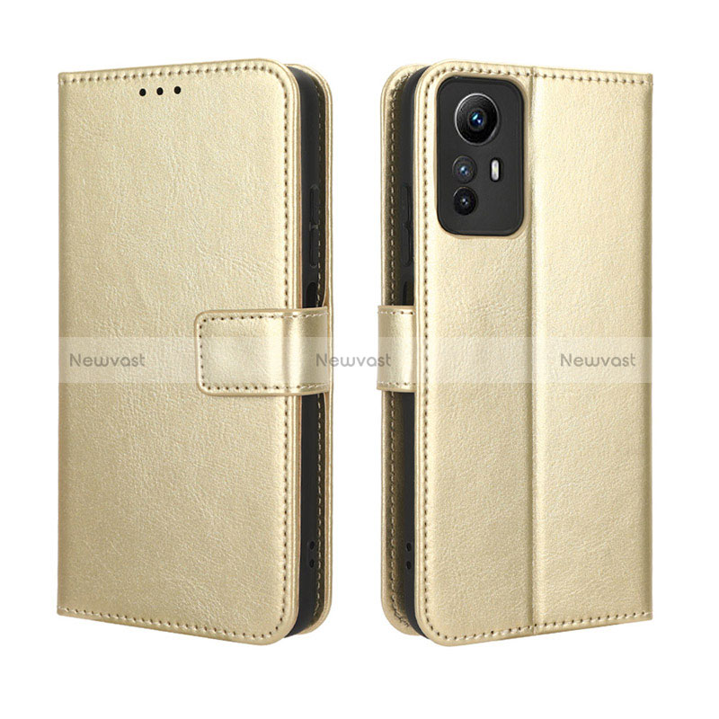 Leather Case Stands Flip Cover Holder BY5 for Xiaomi Redmi Note 12S Gold