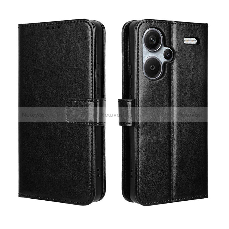 Leather Case Stands Flip Cover Holder BY5 for Xiaomi Redmi Note 13 Pro+ Plus 5G Black