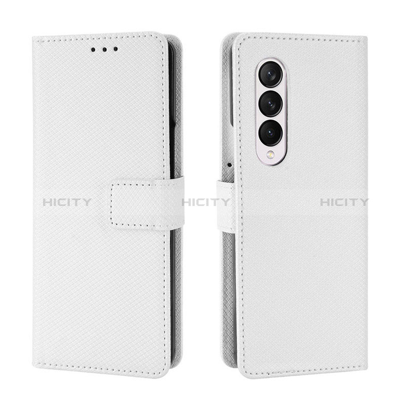 Leather Case Stands Flip Cover Holder BY6 for Samsung Galaxy Z Fold4 5G White