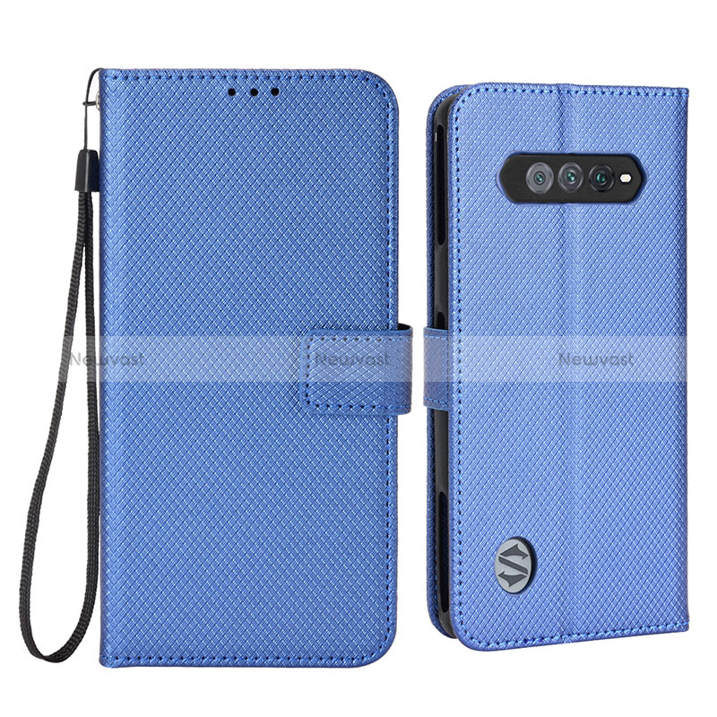 Leather Case Stands Flip Cover Holder BY6 for Xiaomi Black Shark 4S 5G Blue