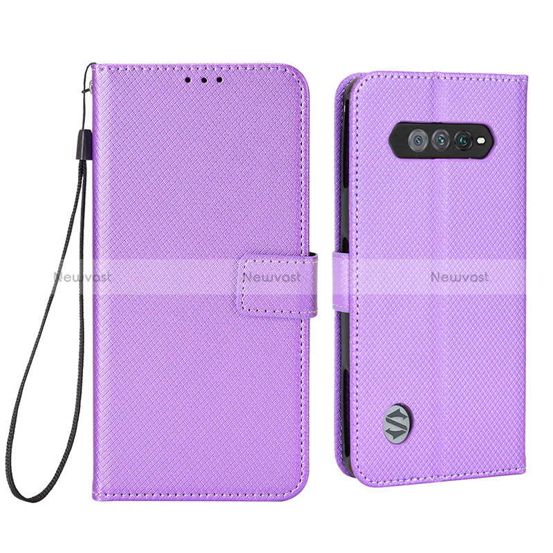 Leather Case Stands Flip Cover Holder BY6 for Xiaomi Black Shark 4S Pro 5G Purple