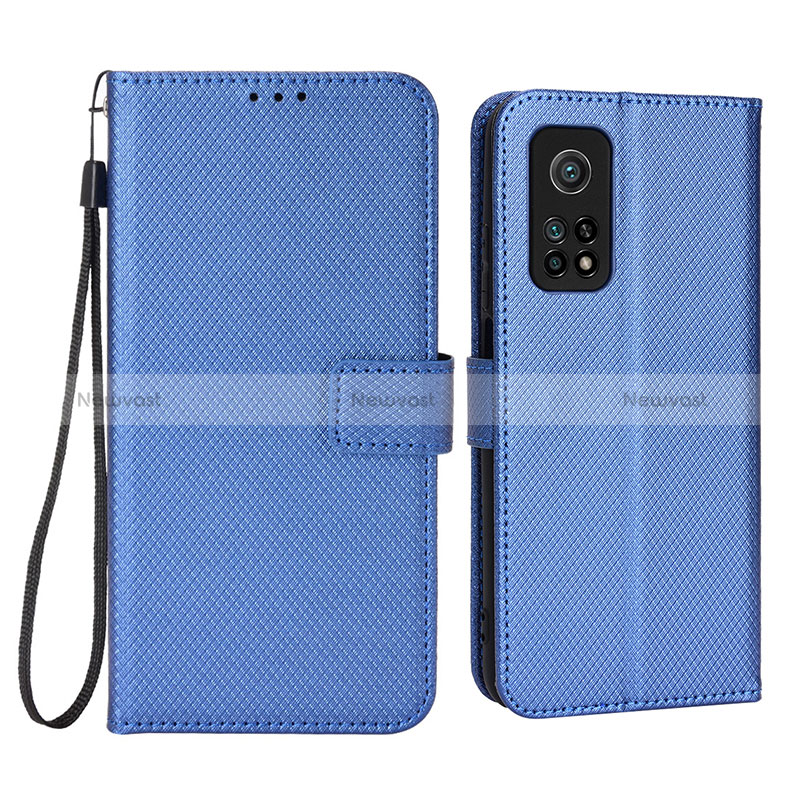 Leather Case Stands Flip Cover Holder BY6 for Xiaomi Mi 10T Pro 5G Blue