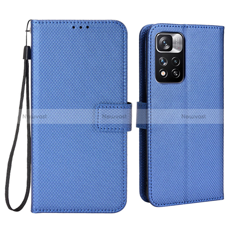 Leather Case Stands Flip Cover Holder BY6 for Xiaomi Mi 11i 5G (2022) Blue