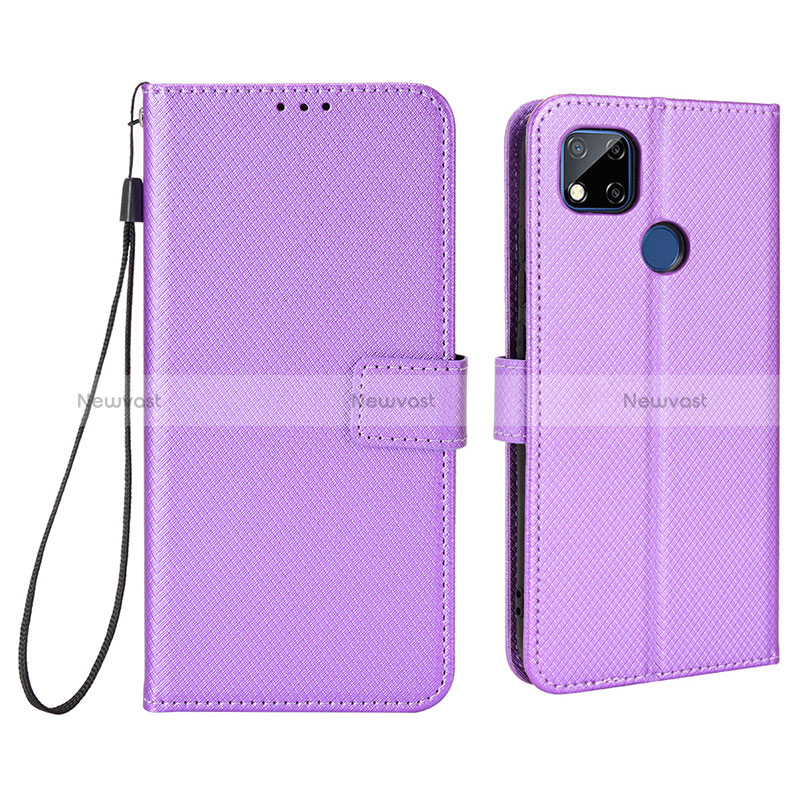 Leather Case Stands Flip Cover Holder BY6 for Xiaomi POCO C31 Purple