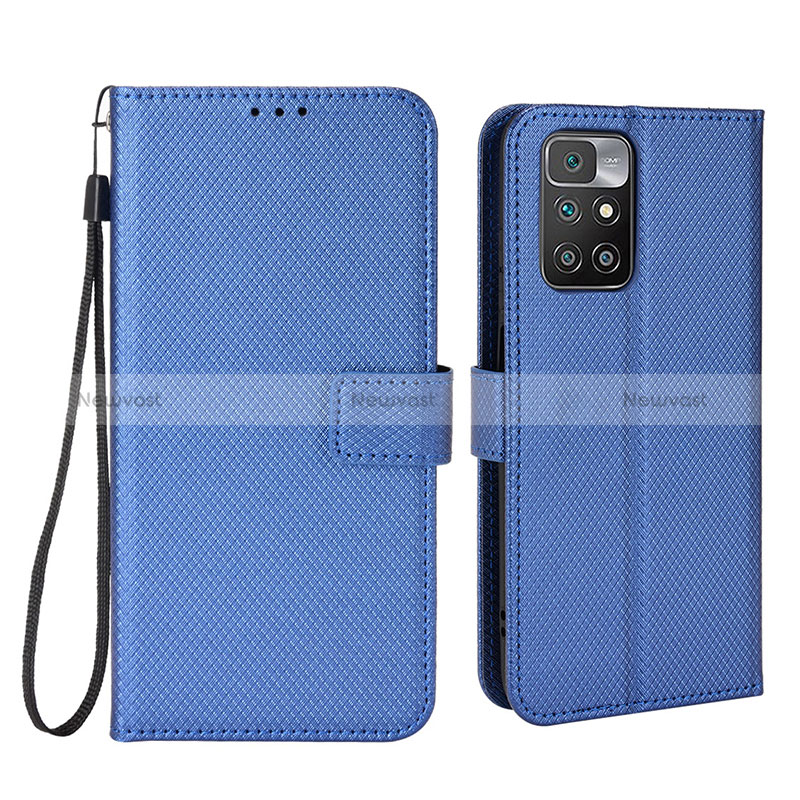 Leather Case Stands Flip Cover Holder BY6 for Xiaomi Redmi 10 (2022) Blue