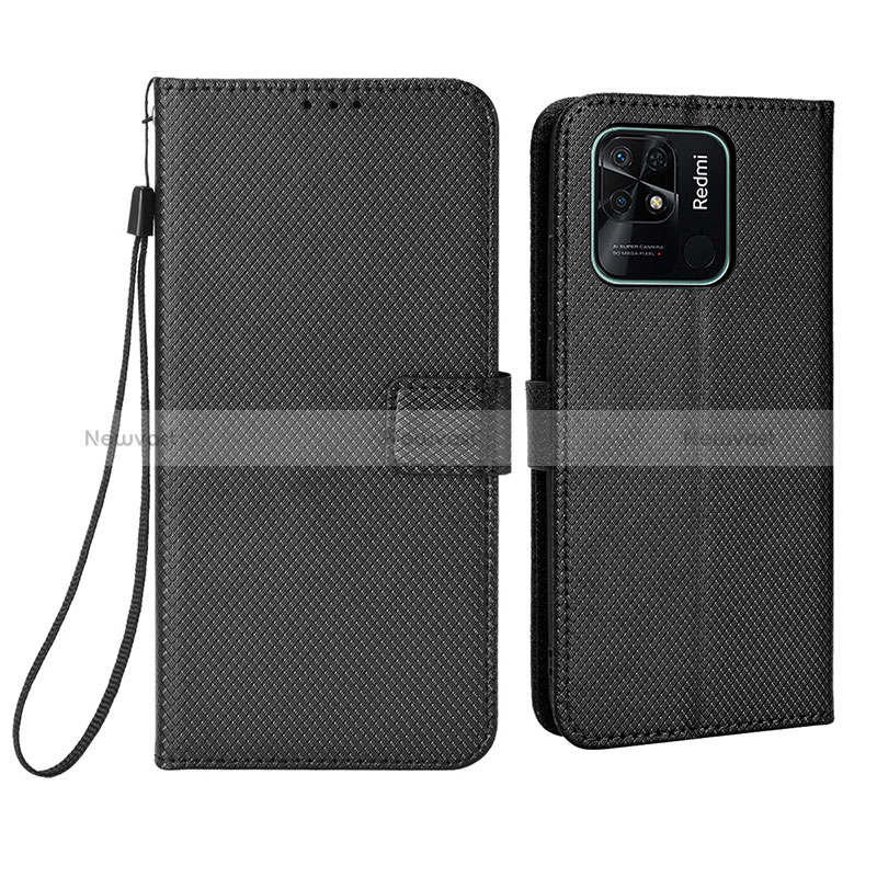 Leather Case Stands Flip Cover Holder BY6 for Xiaomi Redmi 10 Power Black