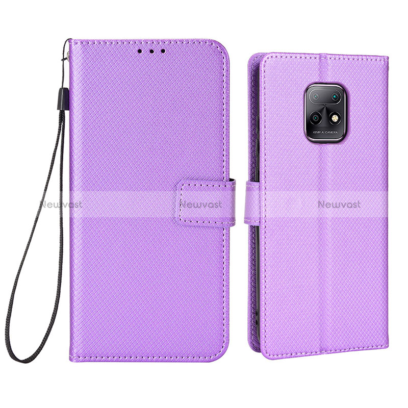 Leather Case Stands Flip Cover Holder BY6 for Xiaomi Redmi 10X Pro 5G Purple