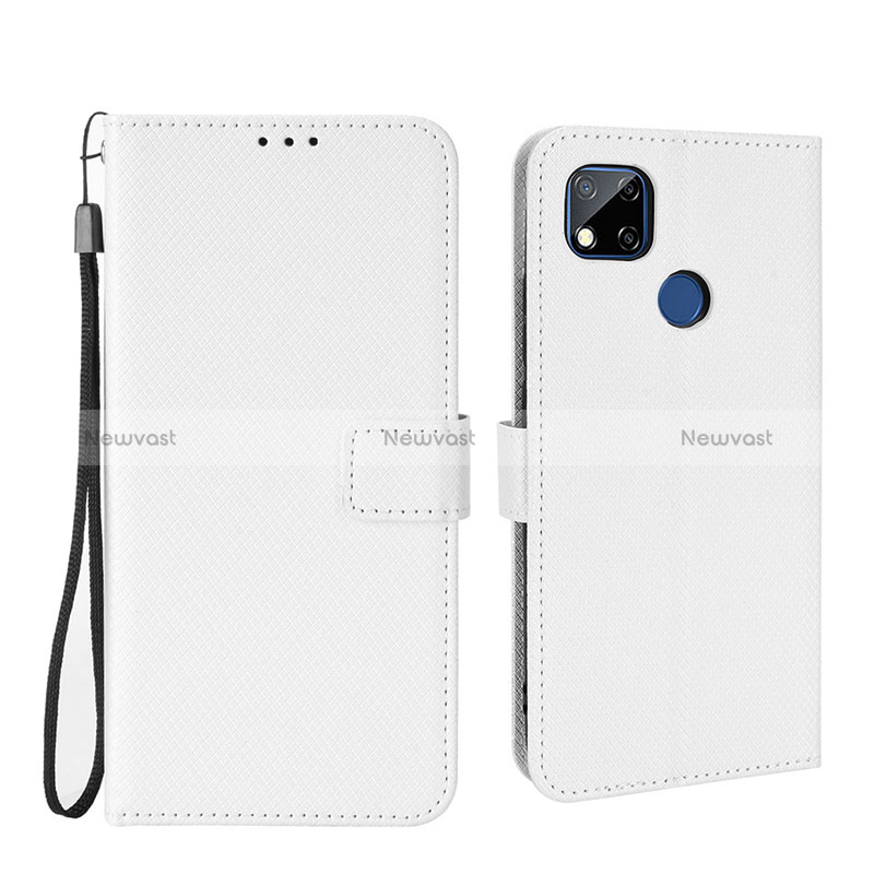 Leather Case Stands Flip Cover Holder BY6 for Xiaomi Redmi 9 Activ White