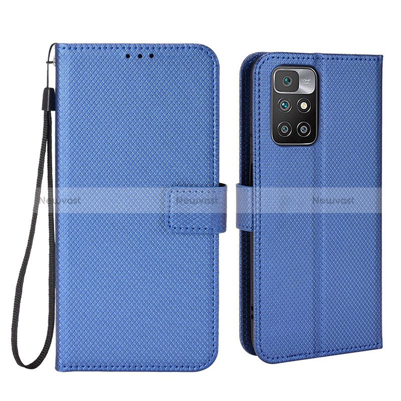 Leather Case Stands Flip Cover Holder BY6 for Xiaomi Redmi Note 11 4G (2021) Blue
