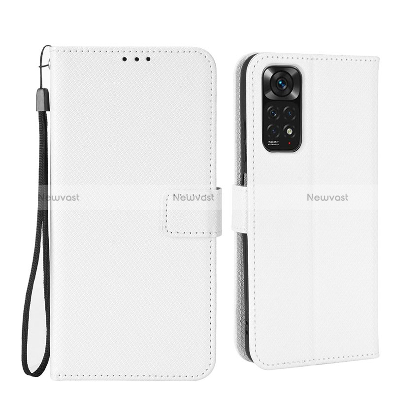 Leather Case Stands Flip Cover Holder BY6 for Xiaomi Redmi Note 11 4G (2022) White