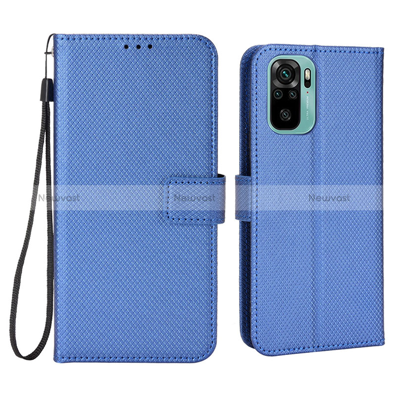 Leather Case Stands Flip Cover Holder BY6 for Xiaomi Redmi Note 11 SE India 4G Blue