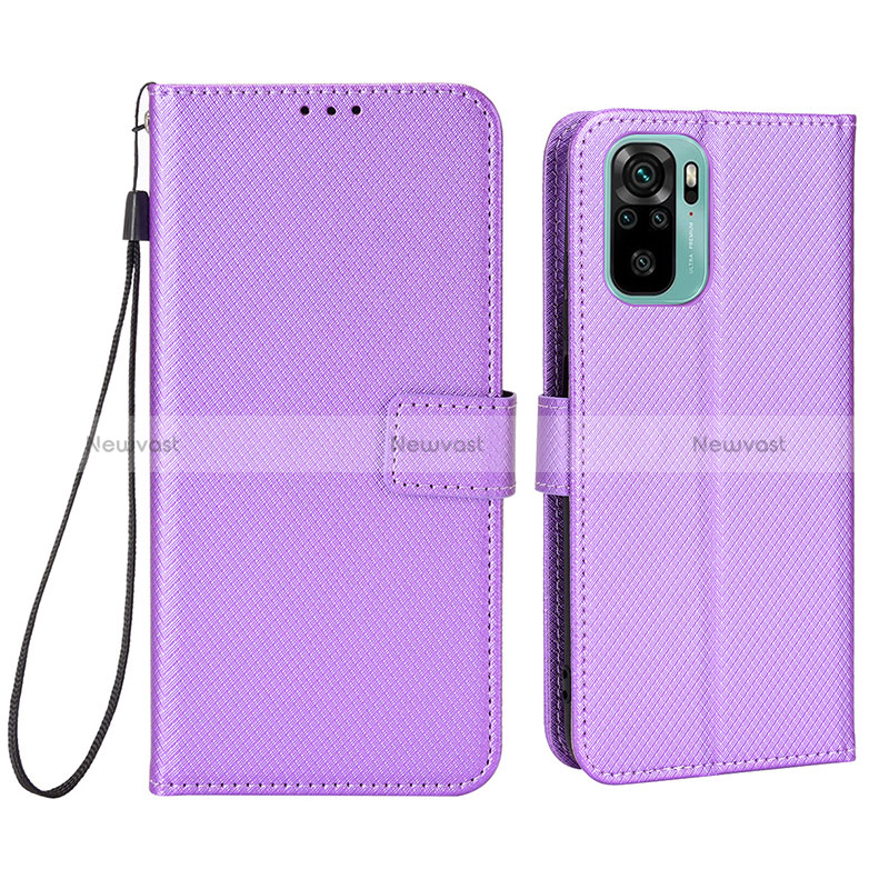 Leather Case Stands Flip Cover Holder BY6 for Xiaomi Redmi Note 11 SE India 4G Purple