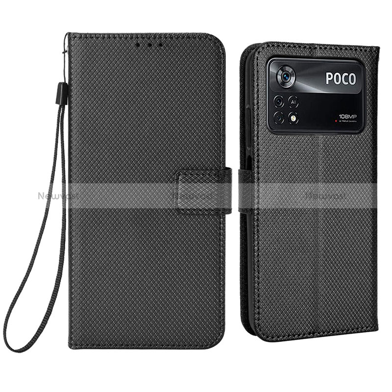 Leather Case Stands Flip Cover Holder BY6 for Xiaomi Redmi Note 11E Pro 5G Black