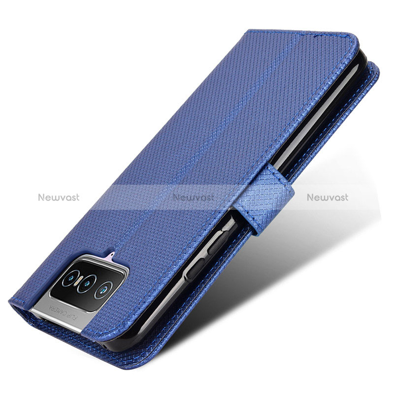 Leather Case Stands Flip Cover Holder BY7 for Asus Zenfone 7 Pro ZS671KS Blue