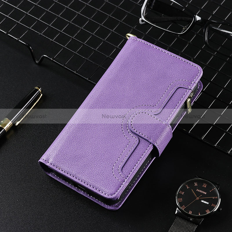 Leather Case Stands Flip Cover Holder BY7 for Google Pixel 8 5G Purple