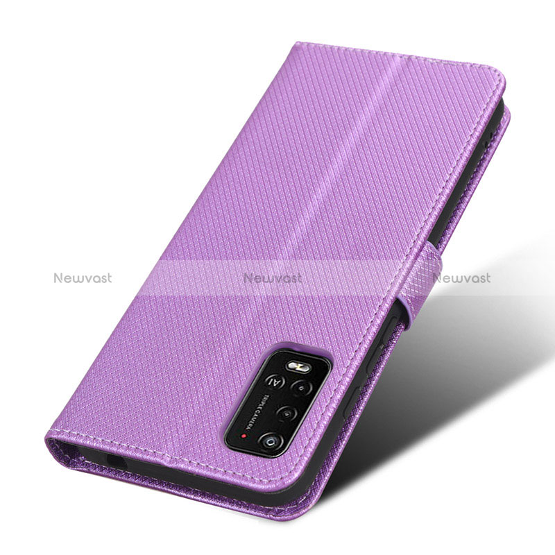 Leather Case Stands Flip Cover Holder BY7 for Wiko Power U10 Purple