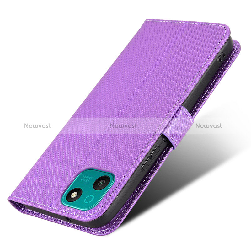 Leather Case Stands Flip Cover Holder BY7 for Wiko T10 Purple