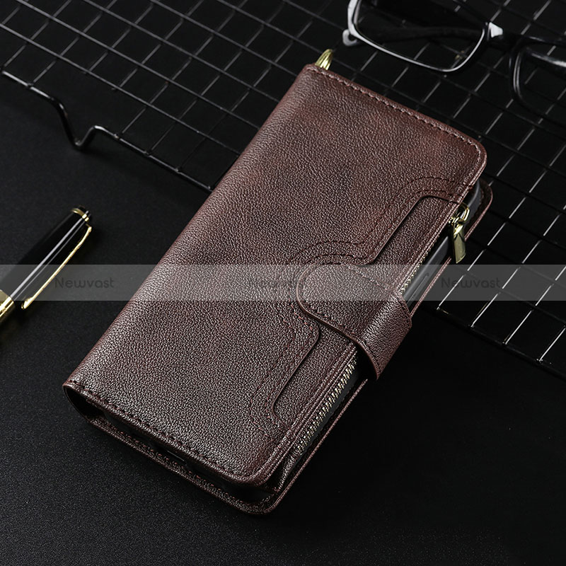 Leather Case Stands Flip Cover Holder BY7 for Xiaomi Redmi Note 11 4G (2021) Brown