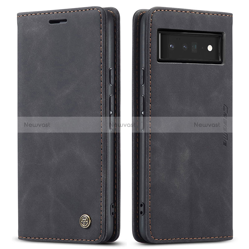 Leather Case Stands Flip Cover Holder C01S for Google Pixel 6 Pro 5G Black