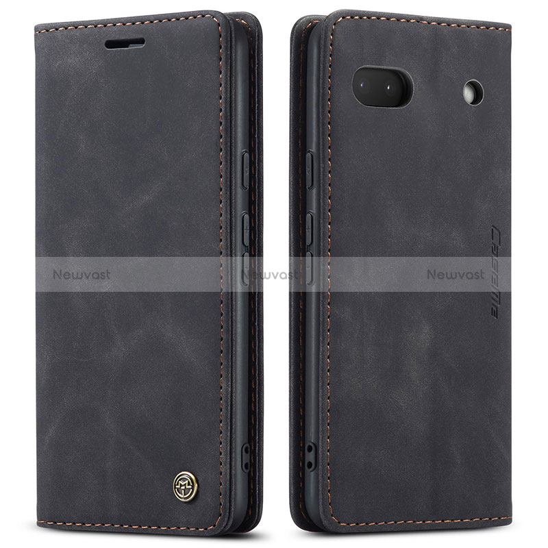 Leather Case Stands Flip Cover Holder C01S for Google Pixel 6a 5G Black