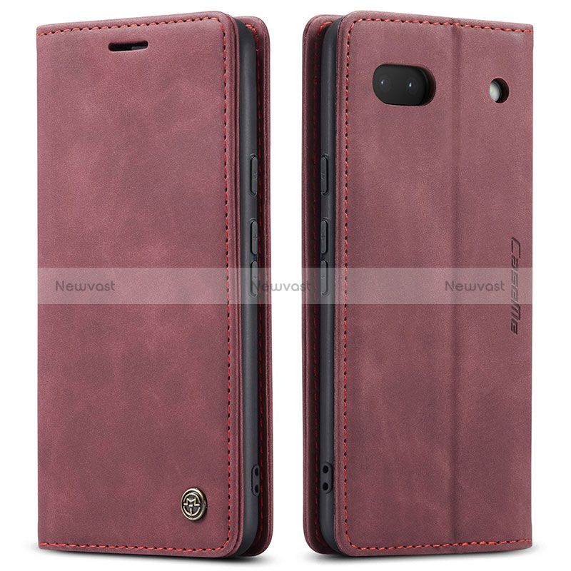 Leather Case Stands Flip Cover Holder C01S for Google Pixel 6a 5G Red Wine