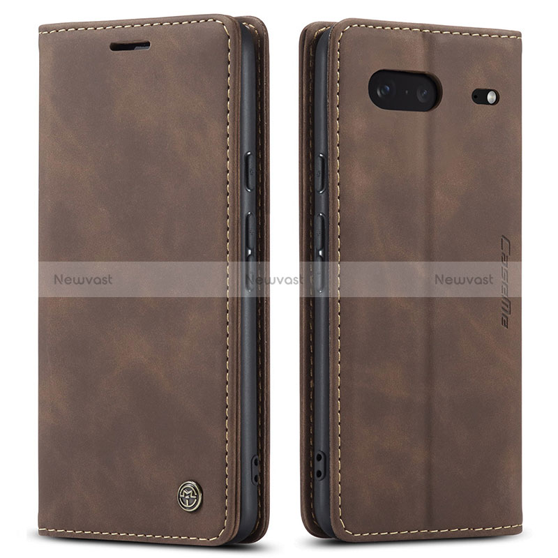 Leather Case Stands Flip Cover Holder C01S for Google Pixel 7 5G Brown