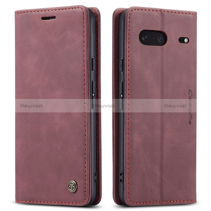 Leather Case Stands Flip Cover Holder C01S for Google Pixel 7 5G Red Wine