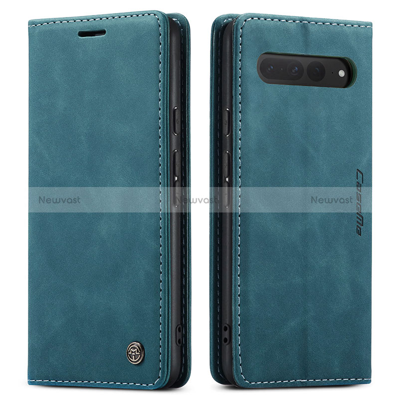 Leather Case Stands Flip Cover Holder C01S for Google Pixel 7 Pro 5G Blue