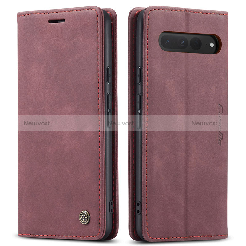 Leather Case Stands Flip Cover Holder C01S for Google Pixel 7 Pro 5G Red Wine