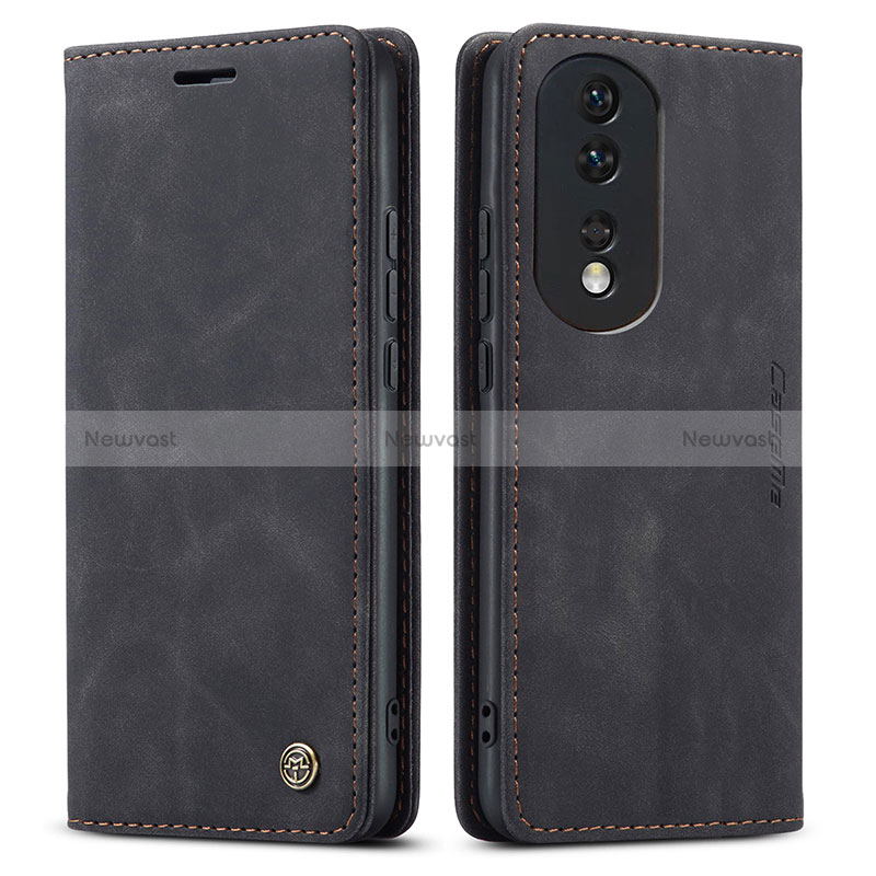 Leather Case Stands Flip Cover Holder C01S for Huawei Honor 80 Pro Flat 5G Black